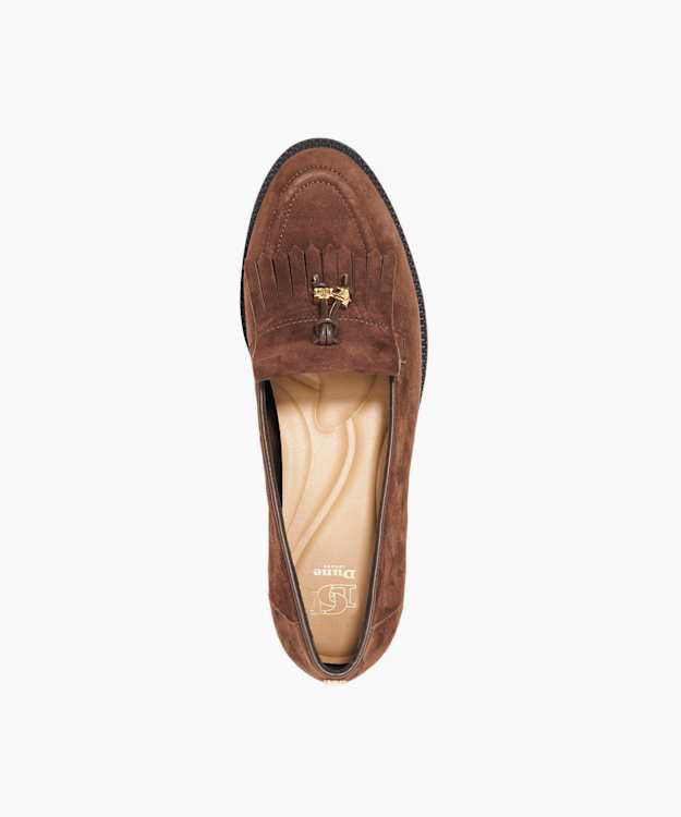 Dune London Globetrot - Brown Branded Charm Detail Tassel Loafers