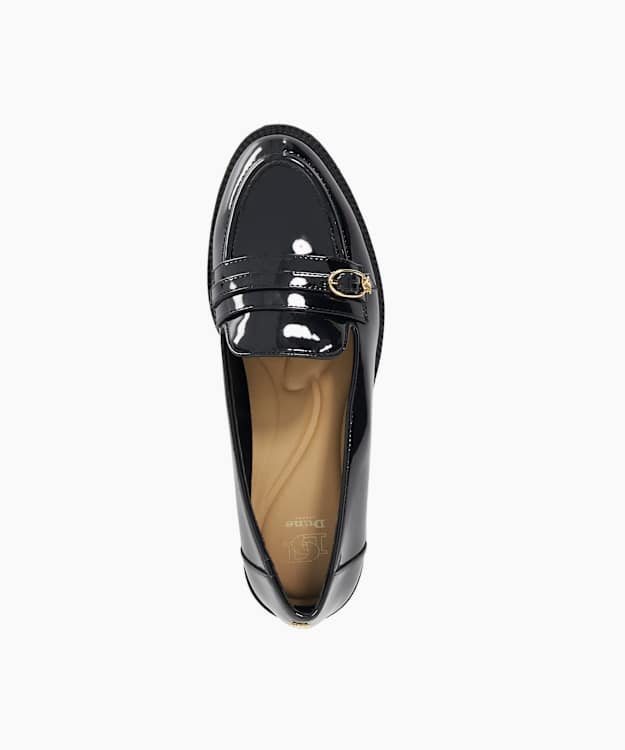 Dune London Globing - Black Patent Buckle Detail Slip On Loafers