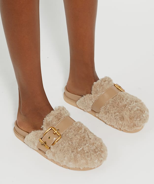 Dune London Glorria - Camel Borg Finish Buckle Sliders