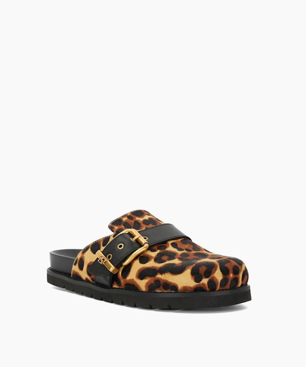 Dune London Glorria - Leopard Leopard Print Buckle Sliders