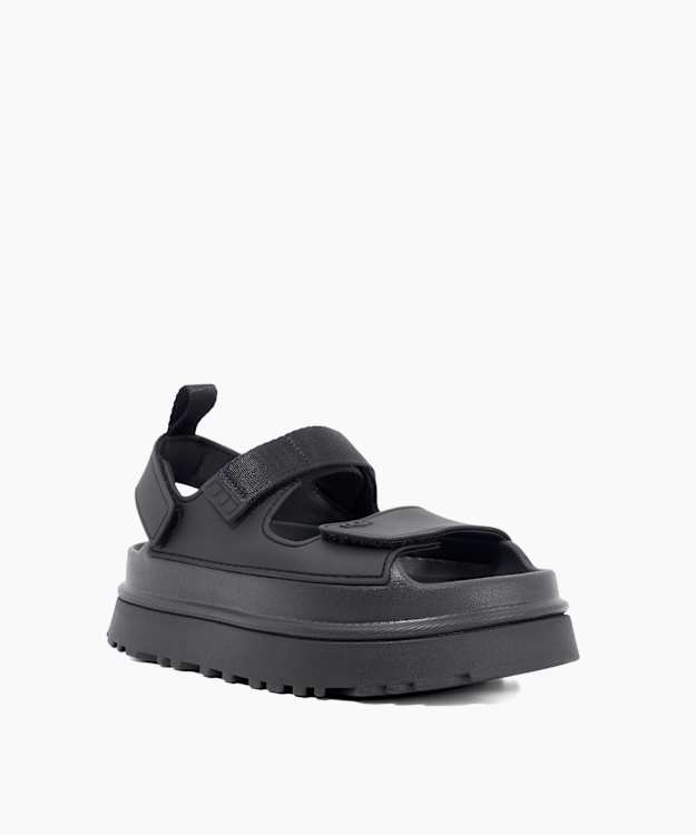 Dune London Goldenglow - Black Double Strap Chunky Sandals