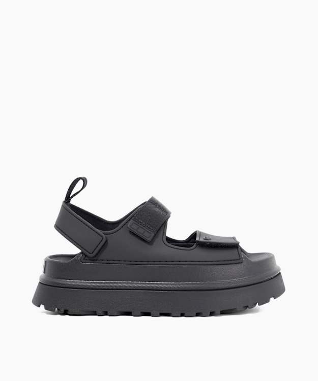 dune london Goldenglow - Black Double Strap Chunky Sandals