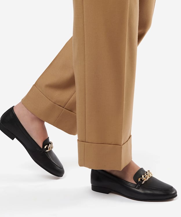 Dune London Goldsmith - Black Chain-Trim Leather Loafers