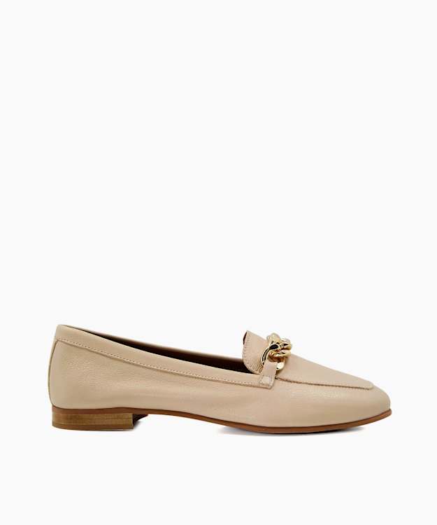 dune london Goldsmith - Ecru Chain Trim Leather Loafers