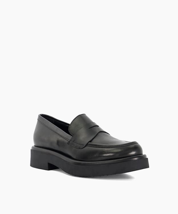 Dune London Goodluck - Black Leather Chunky Penny Loafer