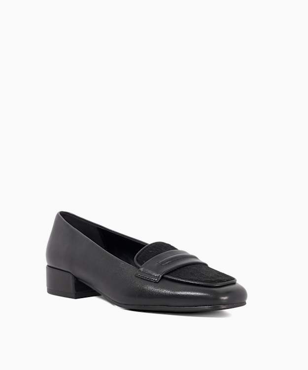 Dune London Gorgeouss - Black Square Toe Leather Penny Loafers