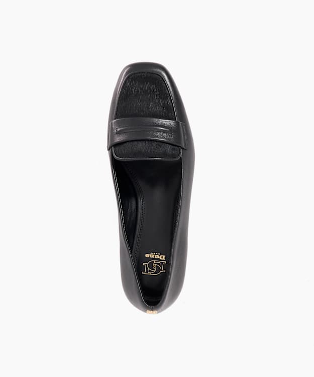 Dune London Gorgeouss - Black Square Toe Leather Penny Loafers