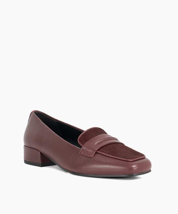 Dune London Gorgeouss - Burgundy Square Toe Leather Penny Loafers