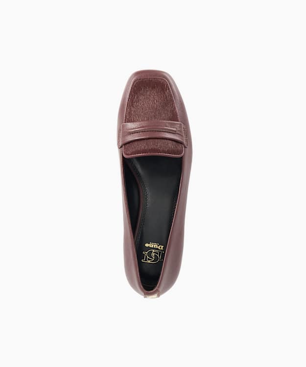 Dune London Gorgeouss - Burgundy Square Toe Leather Penny Loafers