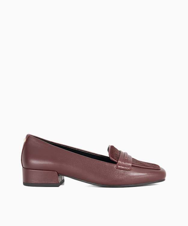 dune london Gorgeouss - Burgundy Square Toe Leather Penny Loafers