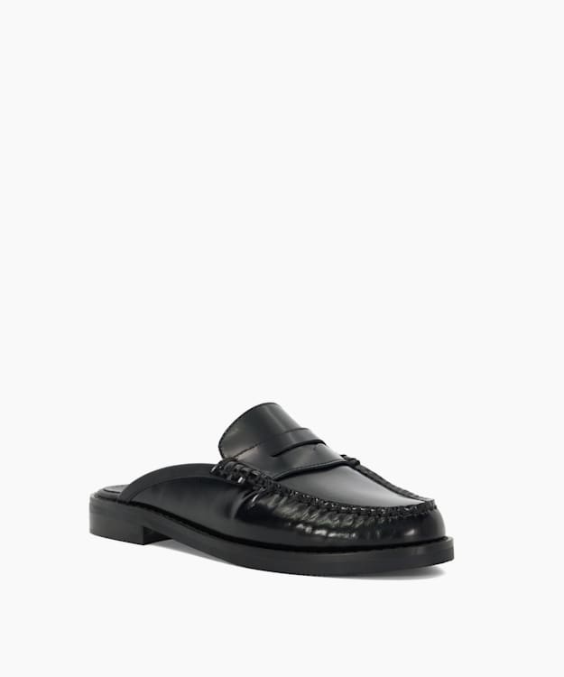 Dune London Goya - Black Snaffle Trim Backless Loafers