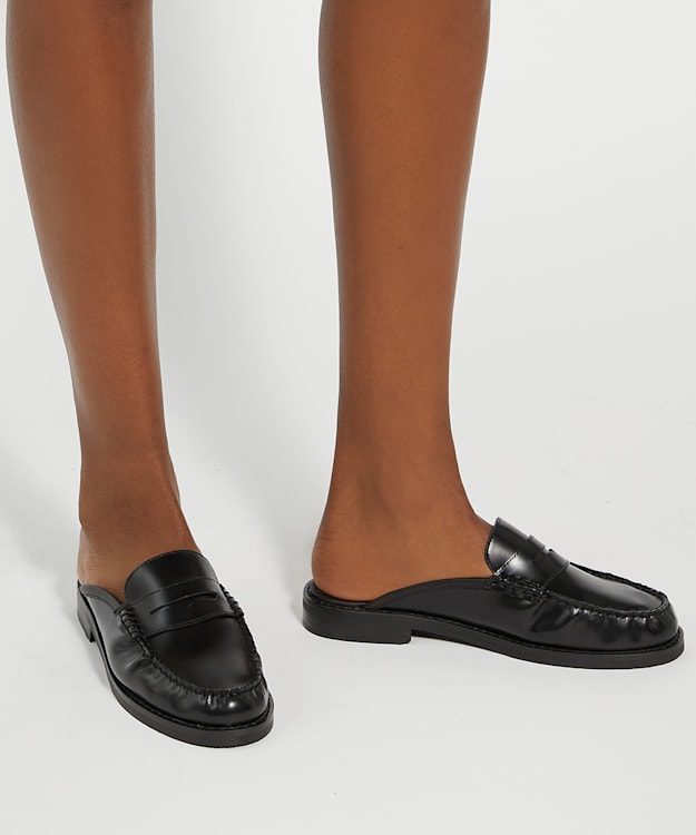 Dune London Goya - Black Snaffle Trim Backless Loafers