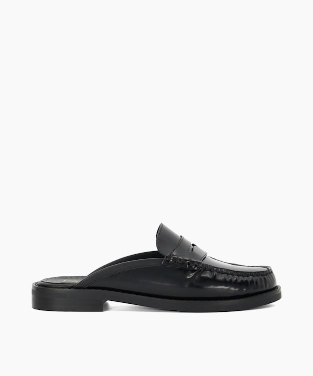 dune london Goya - Black Snaffle Trim Backless Loafers