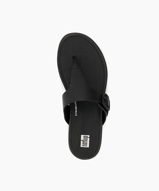 Dune London Gracie Rubber B - Black Buckle-Detail Toe-Post Sandals