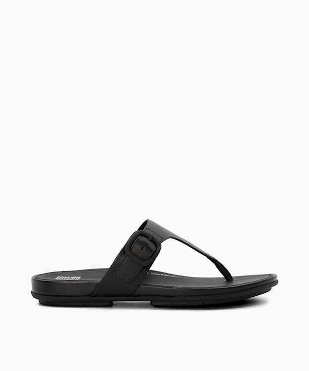 dune london Gracie Rubber B - Black Buckle-Detail Toe-Post Sandals