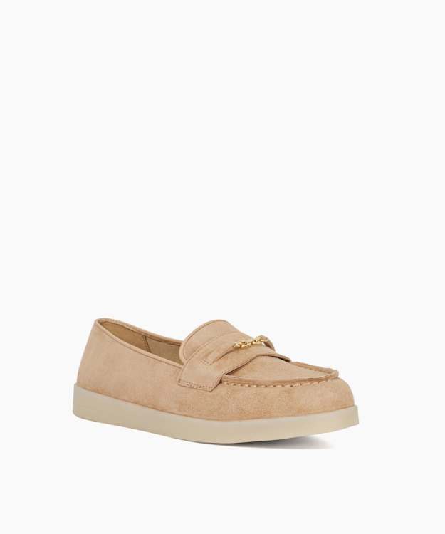 Dune London Graciela - Sand Suede Snaffle Trim Casual Loafers