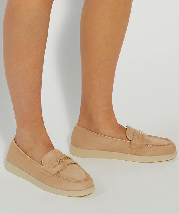 Dune London Graciela - Sand Suede Snaffle Trim Casual Loafers