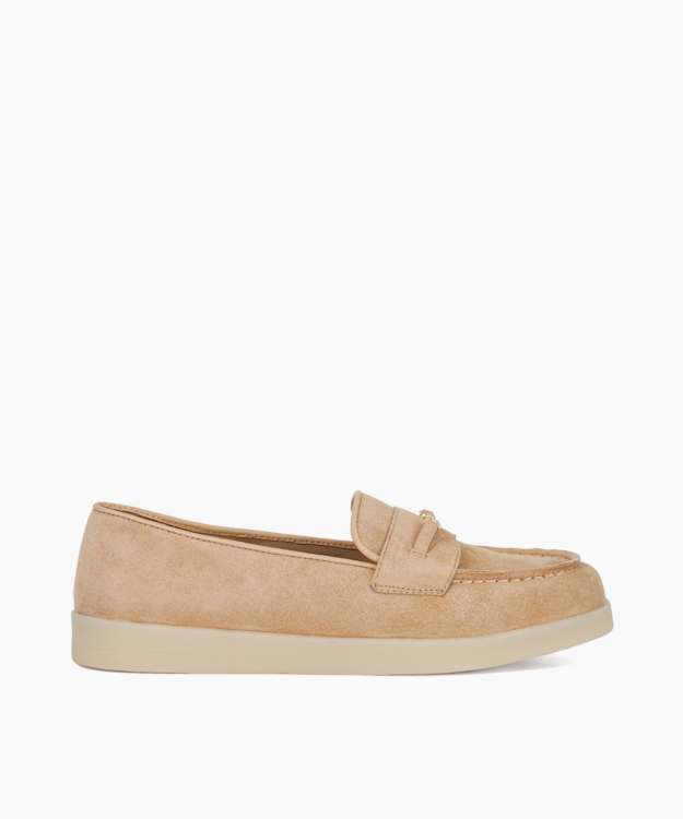 dune london Graciela - Sand Suede Snaffle Trim Casual Loafers