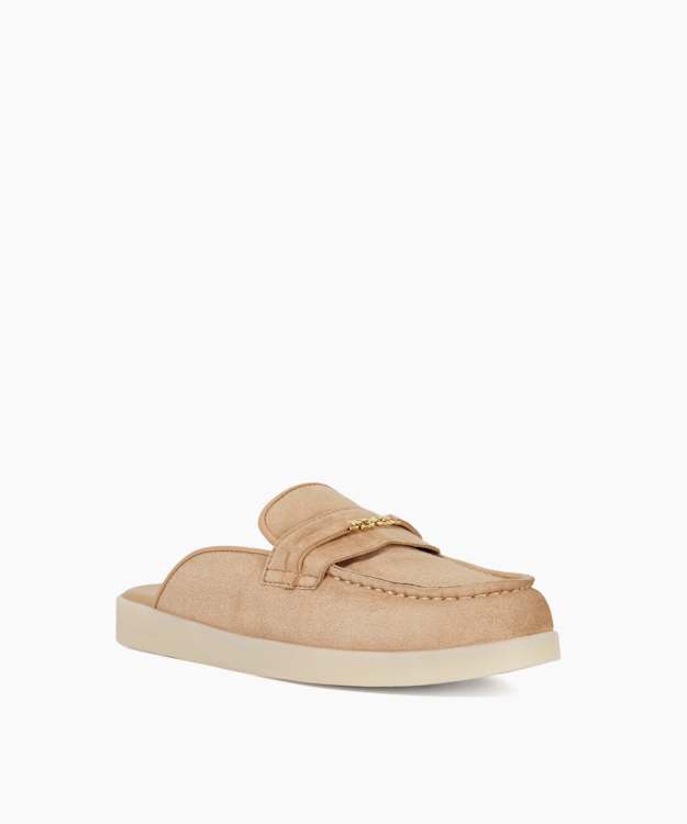 Dune London Gracious - Sand Suede Backless Snaffle Trim Casual Loafers