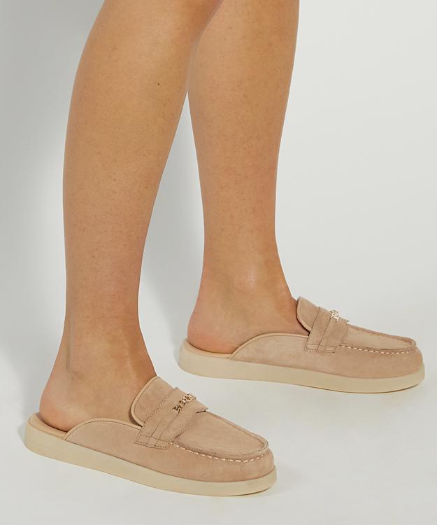 Dune London Gracious - Sand Suede Backless Snaffle Trim Casual Loafers