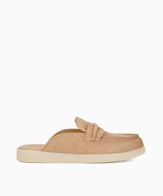 dune london Gracious - Sand Suede Backless Snaffle Trim Casual Loafers