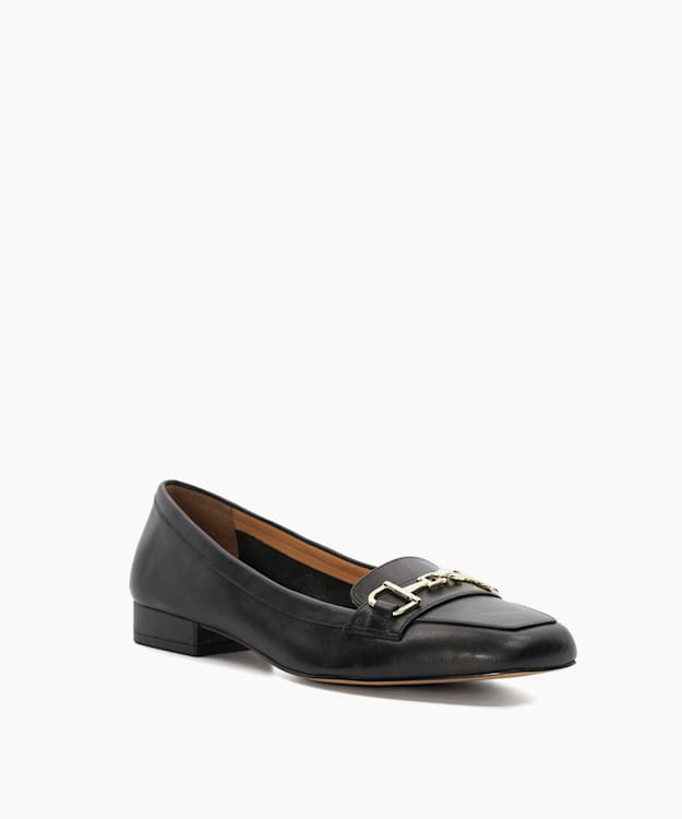 Dune London Graice - Black Branded Snaffle Trim Square Toe Loafer
