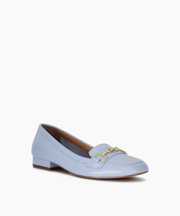 Dune London Graice - Blue Branded Snaffle Trim Square Toe Loafer