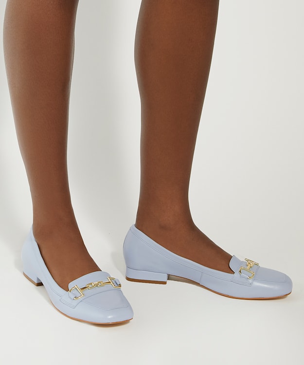 Dune London Graice - Blue Branded Snaffle Trim Square Toe Loafer