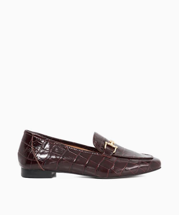 dune london Grained - Burgundy Leather Metal Trim Loafers