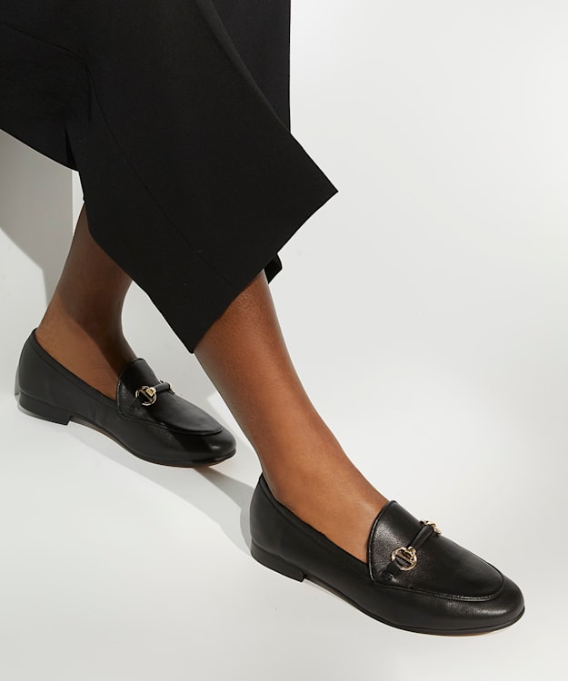 Dune London Grandeur - Black Wide Fit Snaffle-Trim Loafers