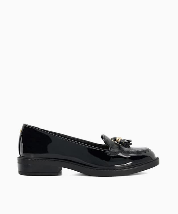 dune london Grape - Black Wide Fit Patent Tassel Loafers