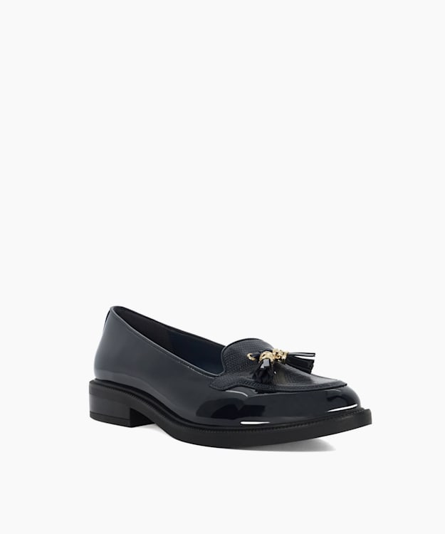 Dune London Grape - Navy Wide Fit Patent Tassel Loafers