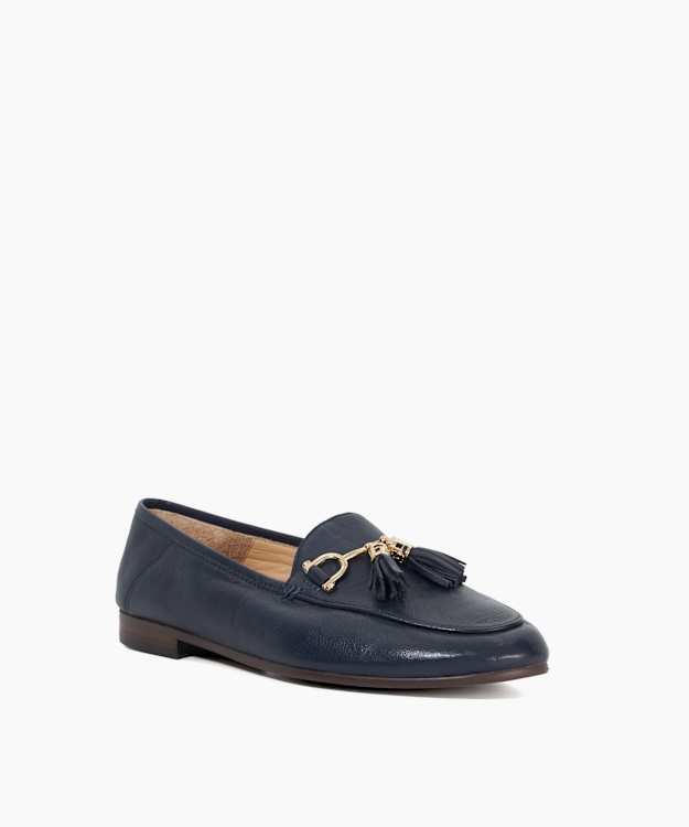 Dune London Greysons - Navy Metal Trim Snaffle Loafers