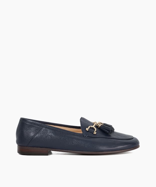 dune london Greysons - Navy Metal Trim Snaffle Loafers