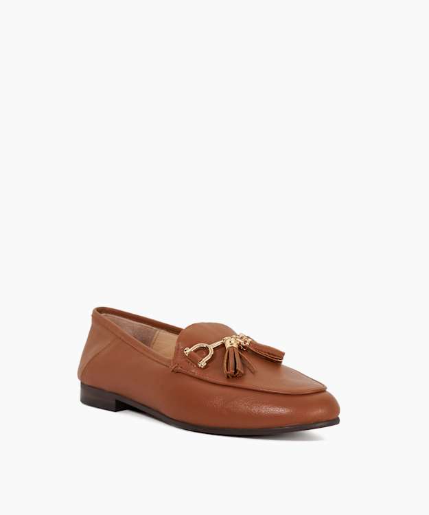 Dune London Greysons - Tan Metal Trim Snaffle Loafers