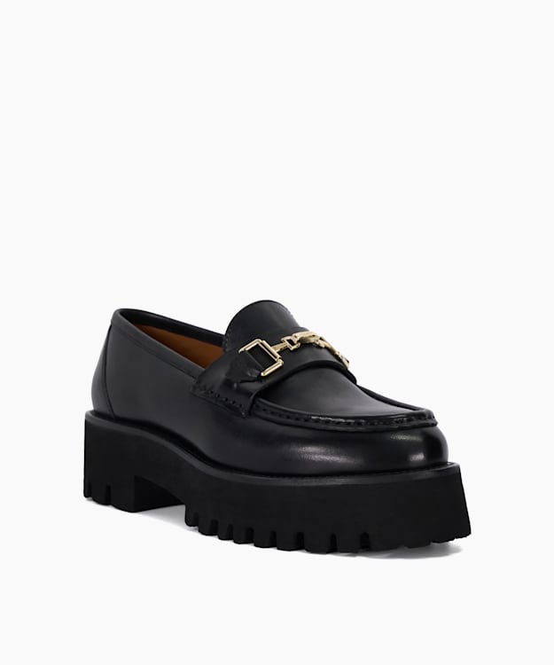 Dune London Groundbreaking - Black Chunky Branded Snaffle Trim Loafer
