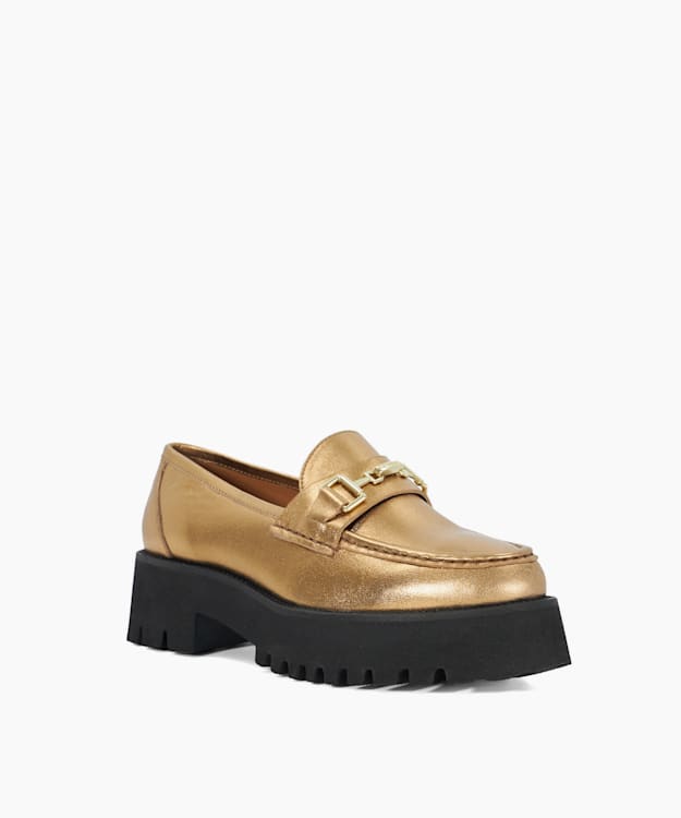 Dune London Groundbreaking - Bronze Chunky Branded Snaffle Trim Loafer