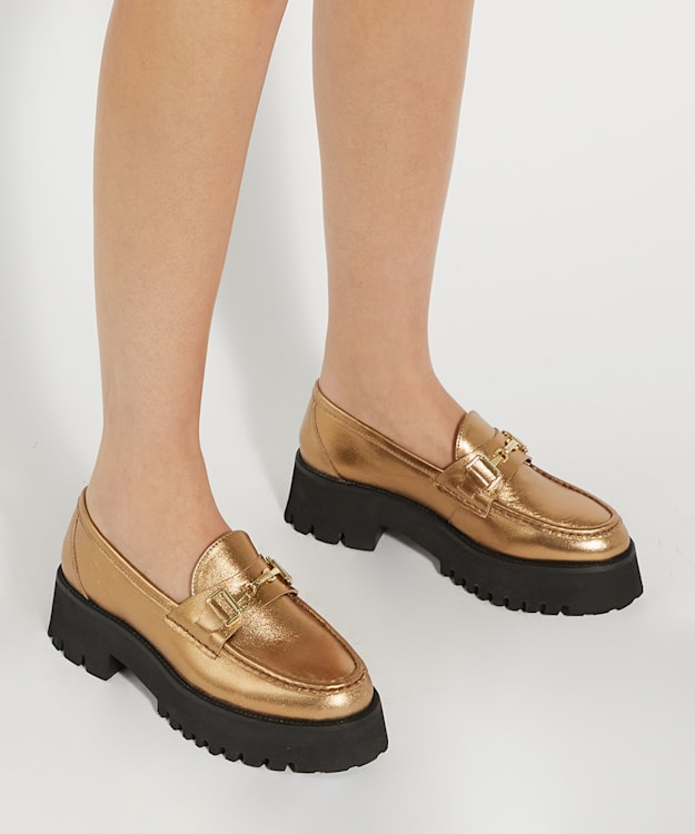 Dune London Groundbreaking - Bronze Chunky Branded Snaffle Trim Loafer
