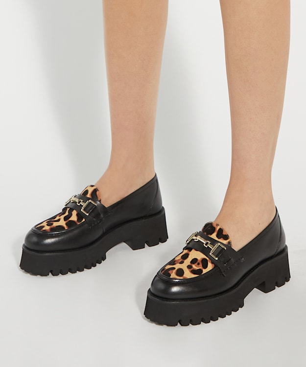 Dune London Groundbreaking - Leopard Chunky Branded Snaffle Trim Loafer