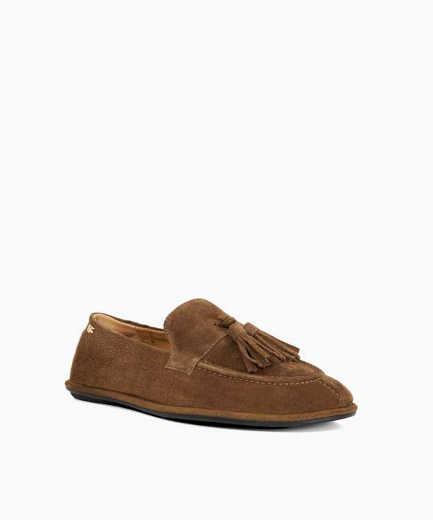 Dune London Grounding - Brown Suede Round Toe Tassel Loafers