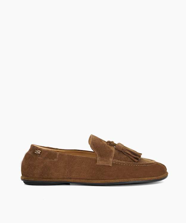 dune london Grounding - Brown Suede Round Toe Tassel Loafers