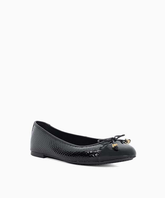Dune London Hallo - Black Wide Fit Charm-Detail Ballet Shoes