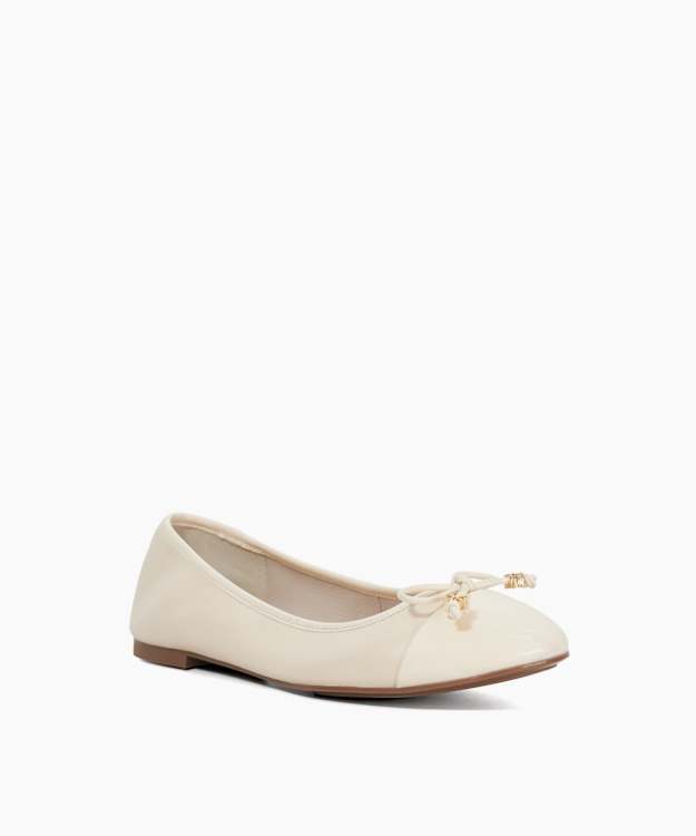 Dune London Hallo - Ecru Wide Fit Charm-Detail Ballet Shoes