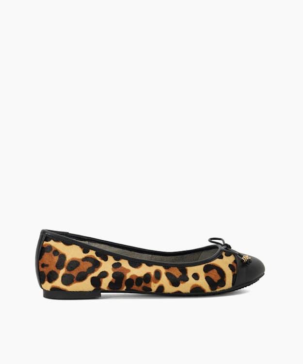 dune london Hallo - Leopard Charm-Detail Ballet Shoes