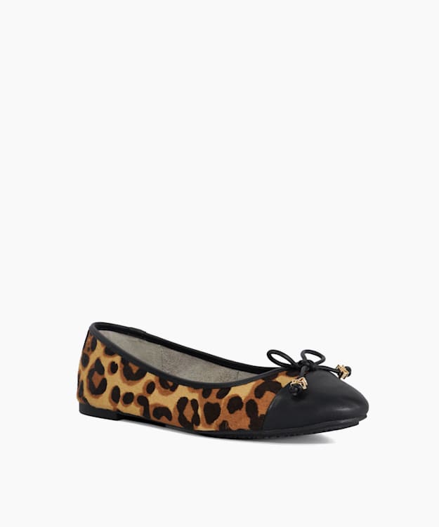 Dune London Hallo - Leopard Wide Fit Charm-Detail Ballet Shoes