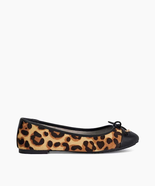 dune london Hallo - Leopard Wide Fit Charm-Detail Ballet Shoes