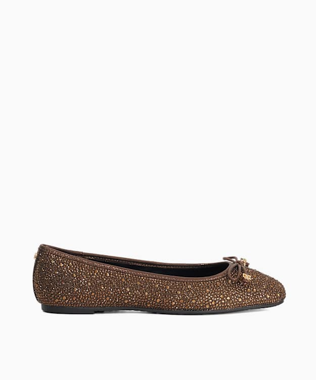 dune london Halt - Bronze Chisel Toe Slip On Ballet Flats