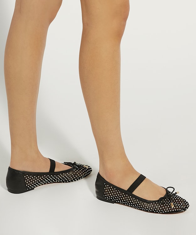 Dune London Happening - Black Embellished Ballet Pumps