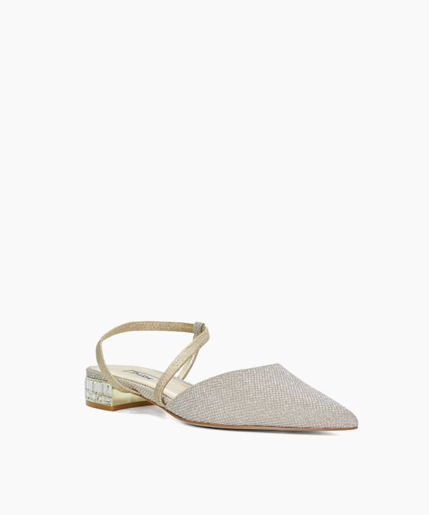 Dune London Harlem - Gold Jewel Embellished Open Courts