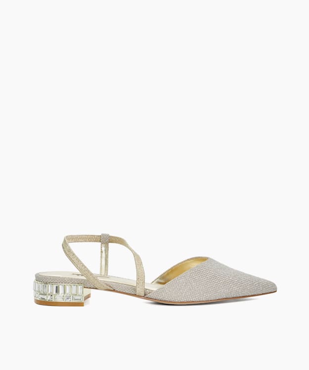 dune london Harlem - Gold Jewel Embellished Open Courts